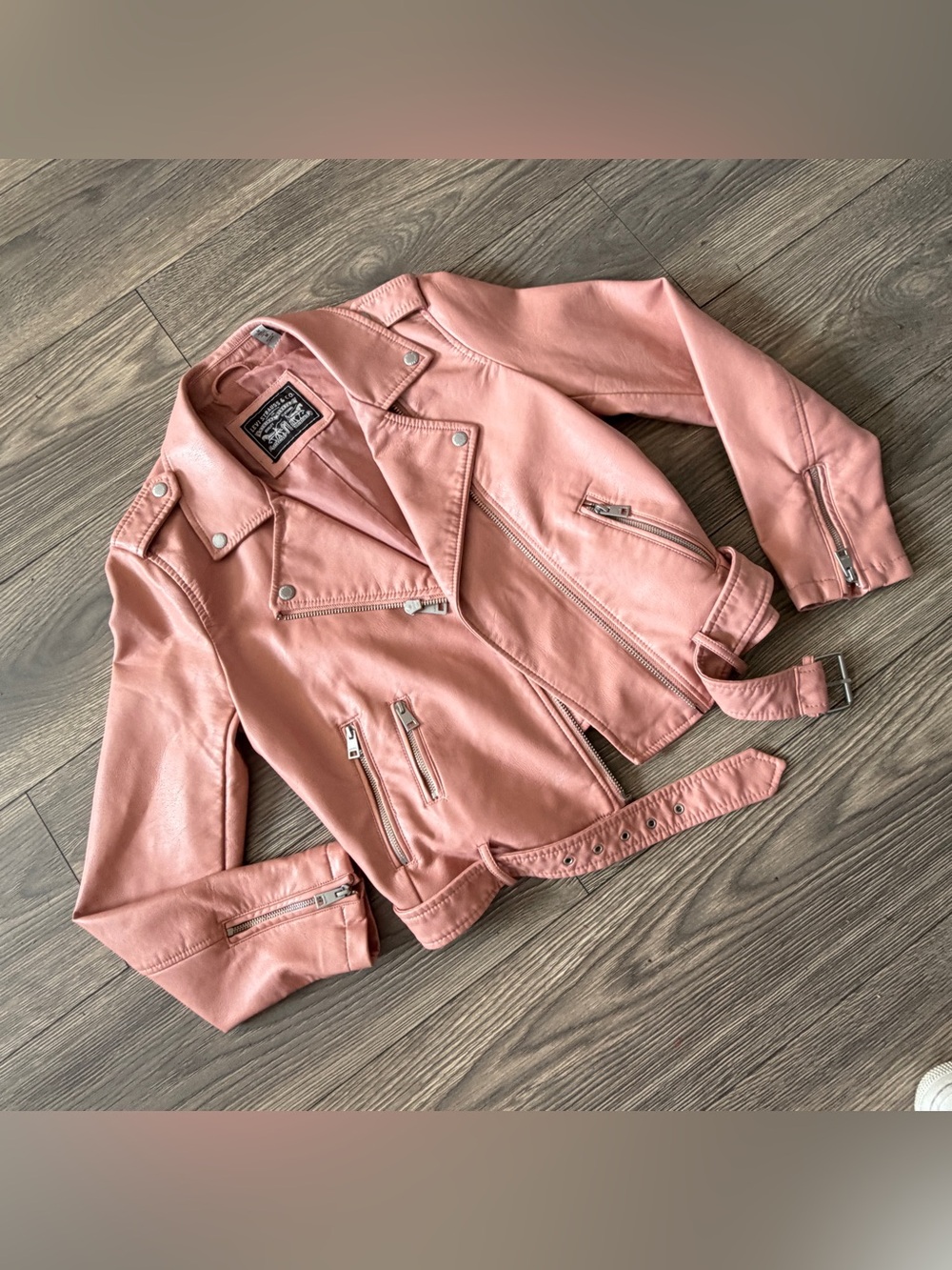Levi's Womens Pink Faux Leather Moto Jacket